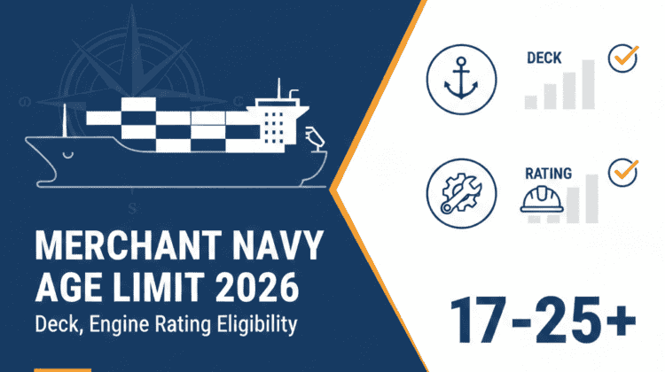 Merchant Navy age limit 2026 for deck and engine ratings. Eligibility for ages 17-25+ in the merchan.